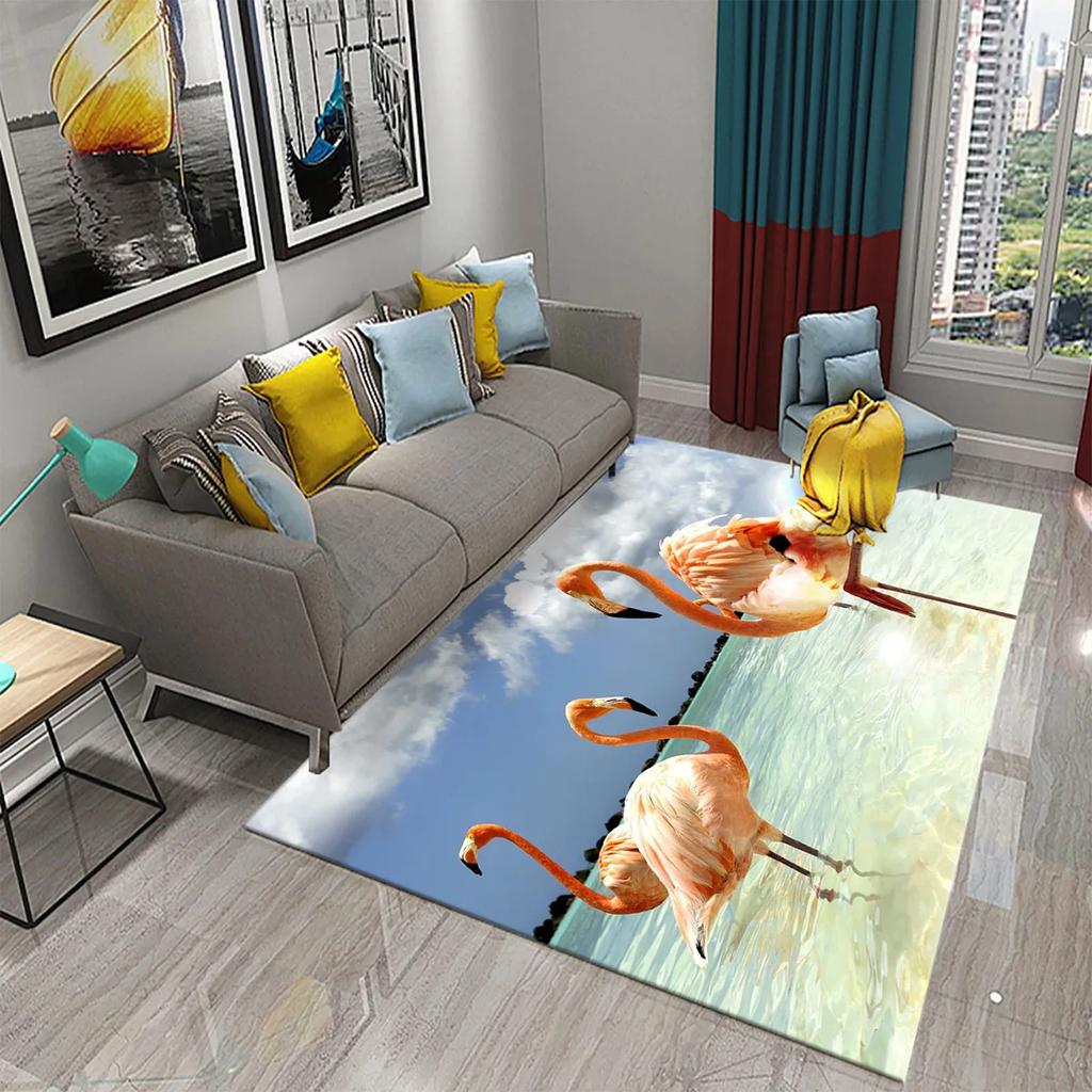 Cute Flamingo Carpet Romantic Animal Rugs Bedroom Living Room Decor Mat Doormat Soft Kitchen Non-slip Hallway Floor Area Rugs