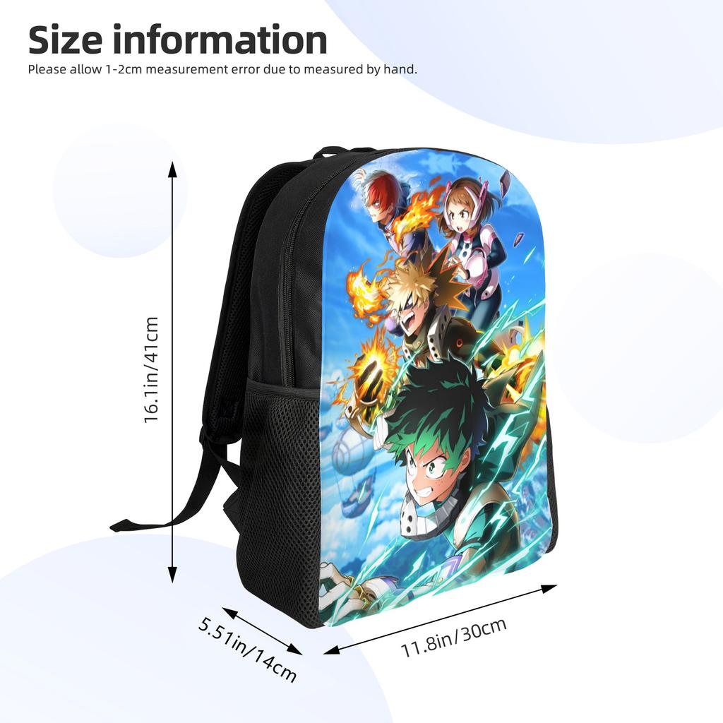 My Hero Academias Backpack for Women Men Water Resistant College School Manga Bag Print Bookbags