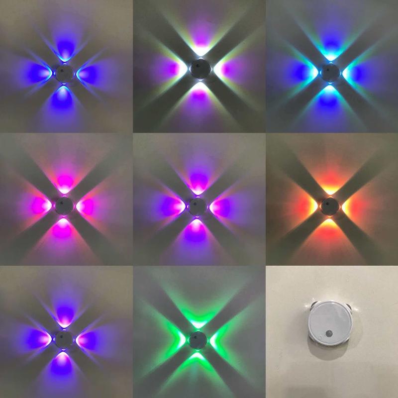 Smart Rgb Gradient Four Head Night Light Magnetic Motion Sensor Rechargeable Wall Lamp For Bedroom Bathroom Closet Garden Home