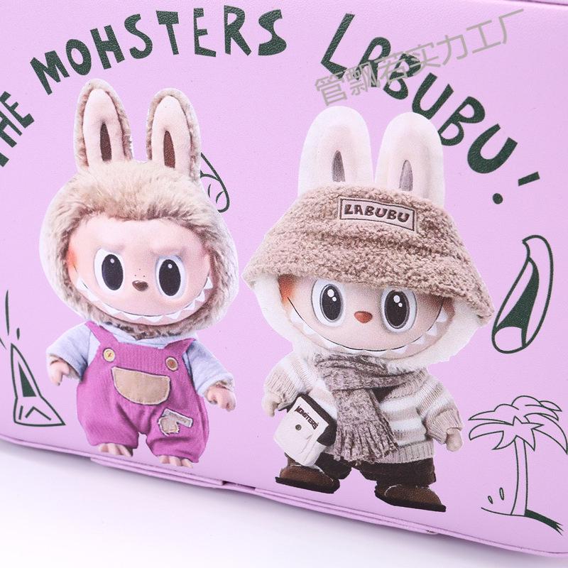 Multifunctional Portable Drawstring Makeup Bag for Children - Large Capacity, Handheld, Small Square Design.