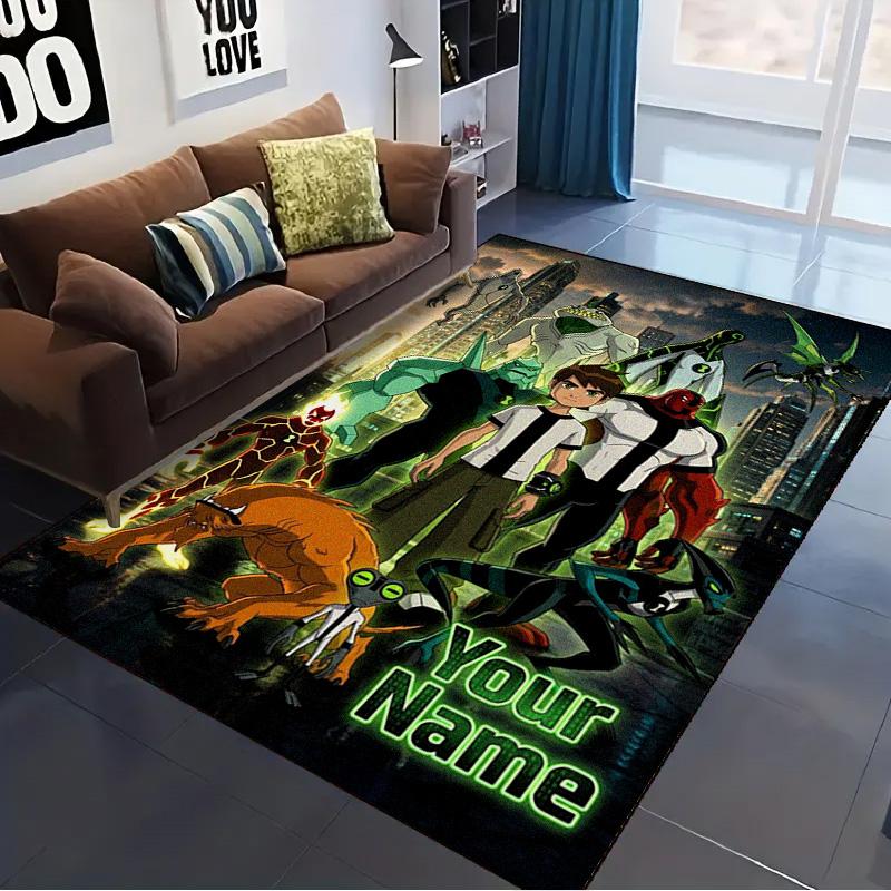 Name Custom Ben 10 Carpet Rug for Living Room Bedroom Home Sofa Decoration,Kids play Non-slip Floor Mat