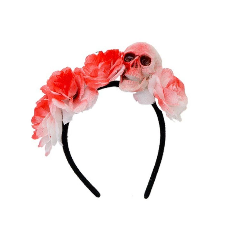 Halloween Decor Skull Head Headband Simulation Flower Gothic Flower Hairband  Party