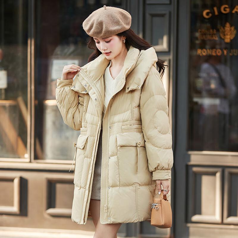 Women's Winter Hooded Mid-Length Duck Down Jacket