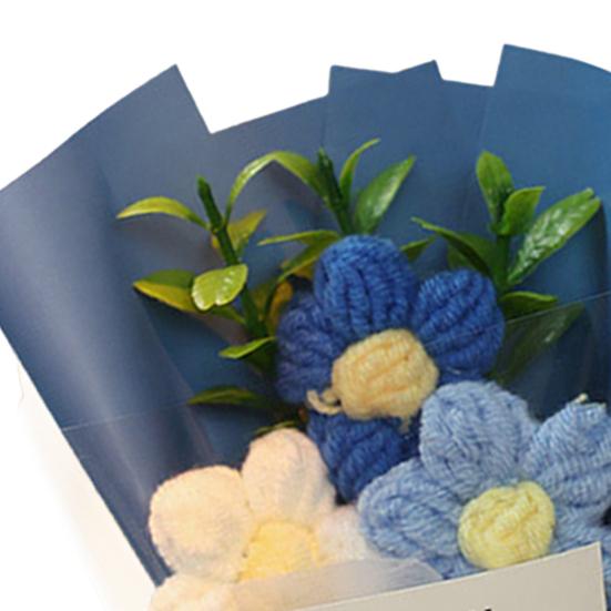 Crochet Flower Bouquet Handmade Knitted Mini Artificial Bouquet Fake Puff Flower Gift for Mother Wife On Birthday Anniversary