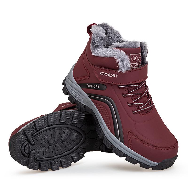 Women's winter fur one thickened padded waterproof comfortable warm anti cold lightweight hiking waterproof non-slip snow boots cotton shoes