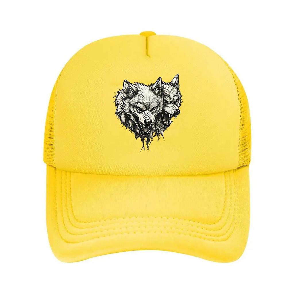 Unisexs Urban Streetwear with Cool Wolf Pattern Design Adjustable Snapback Flat Brim HighQuality Mesh Baseball Cap