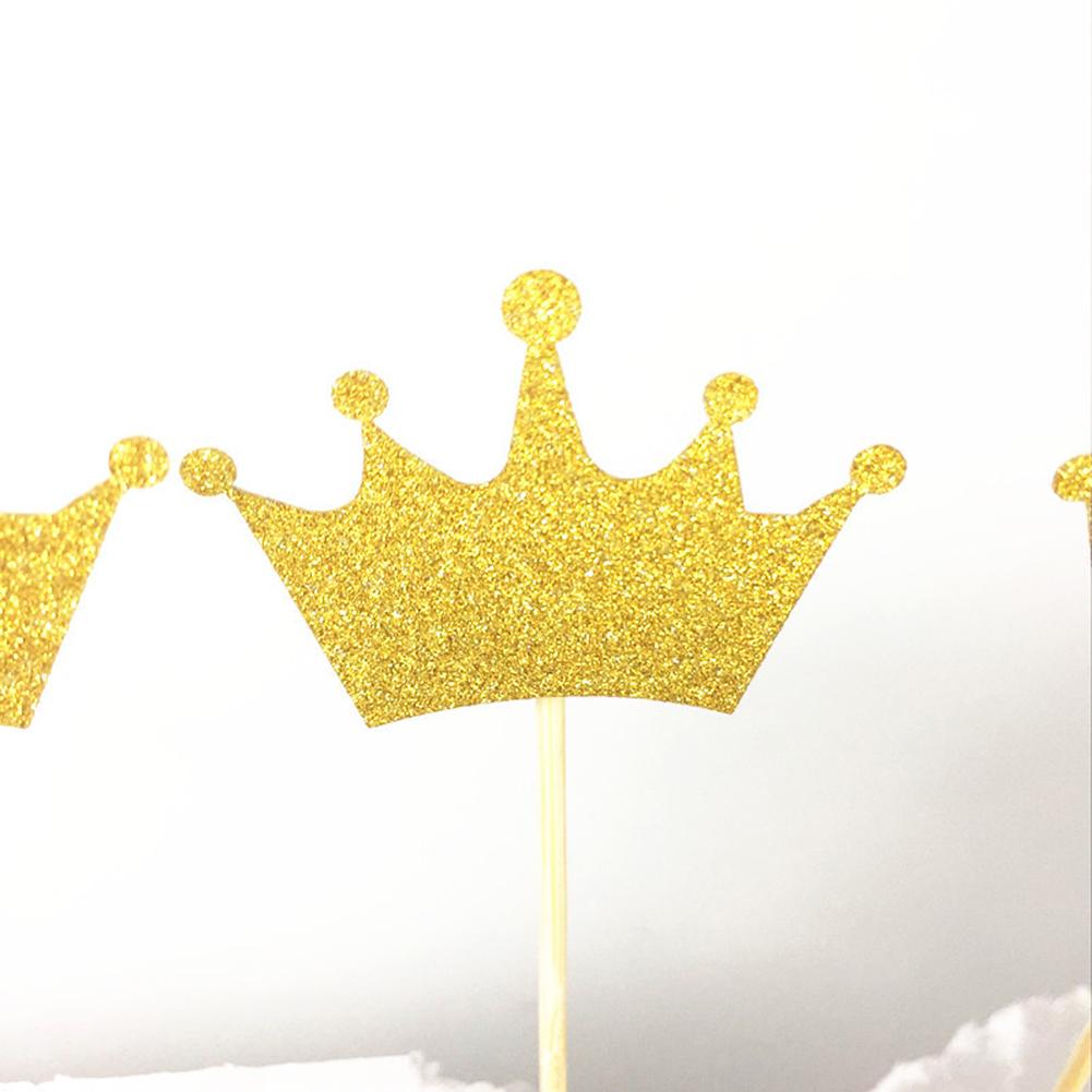 10Pcs Glitter Crown Cake Topper Wedding Birthday Party Decoration