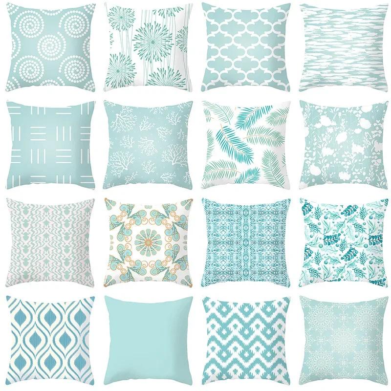 Mint Green Pillow Case Home Decorative Cushion Cover Modern Geometry Printing Pillowcase Sofa Couch Waist Pillow Covers