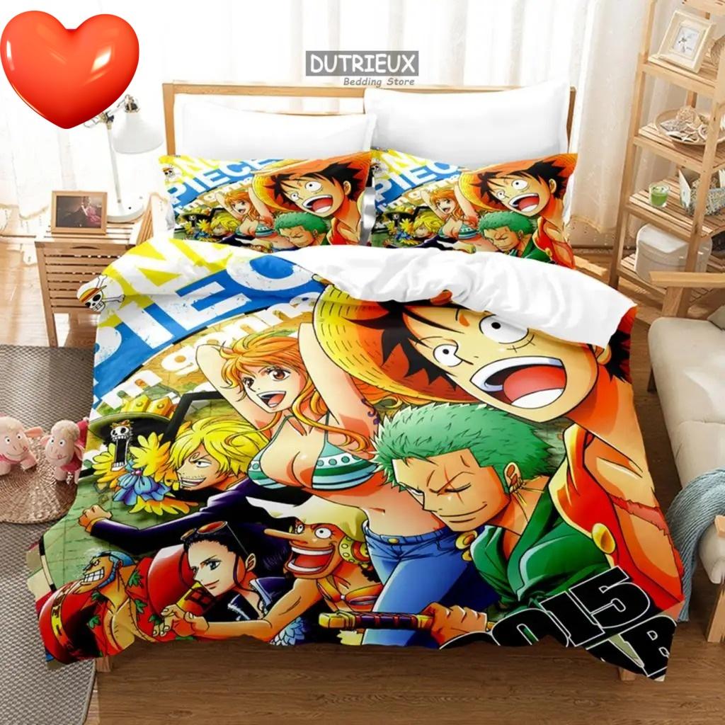 Anime One Piece Duvet Cover Set Comfortable and Warm Bedding Set for Decorating Your Bedroom and Enhancing Home Life Teens Gifts