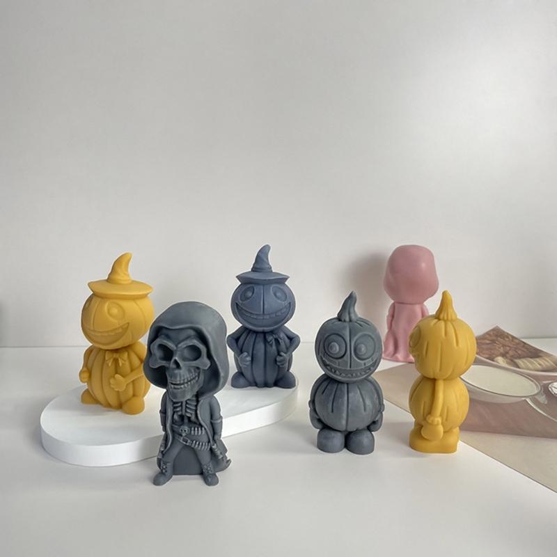 Halloween Skull Candle Silicone Mold DIY Plaster Resin Soap Making Pumpkin Aromatherapys Candle Mould Handmade Decor