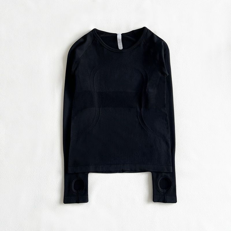 

Exercise Yoga Clothes Tops Women 2025 Spring & Fall Quick-Drying Tight Sports Running Workout Long Sleeve Pilates Training Wear Black S