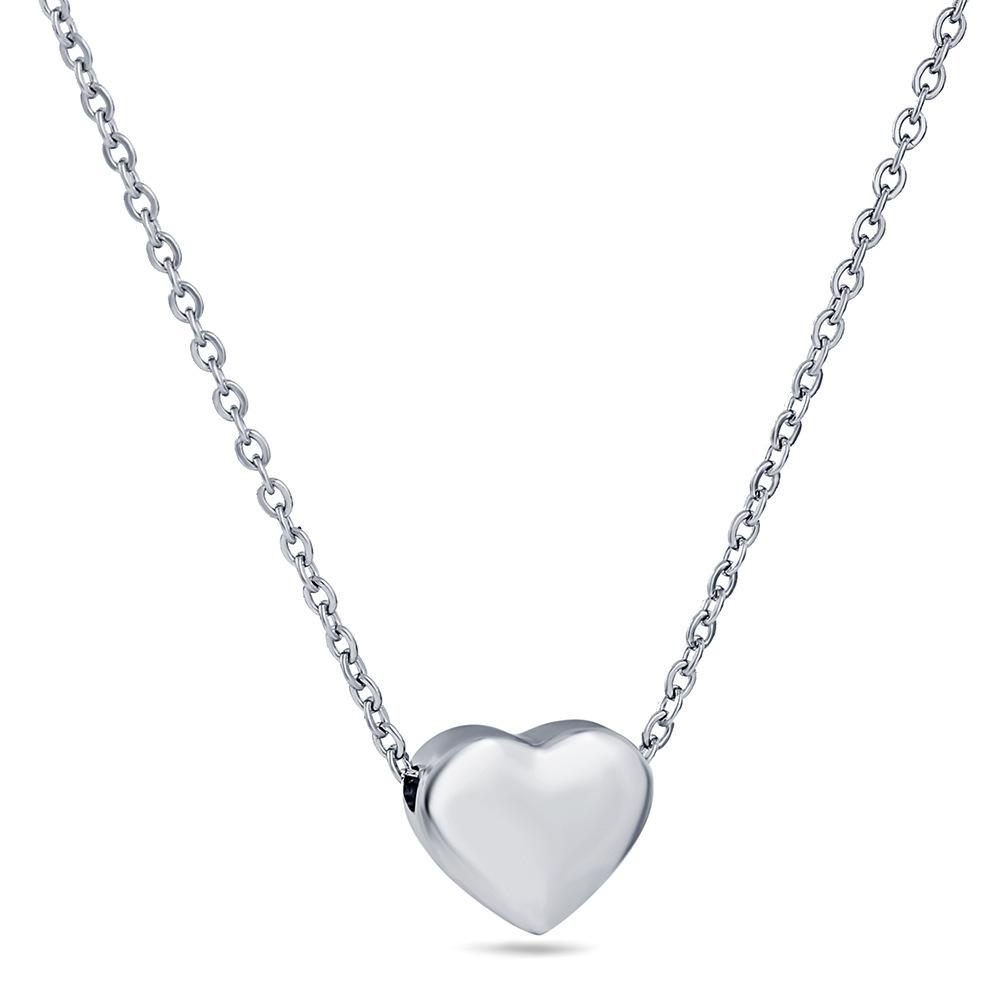 Cross-Border Simple 12MM Heart Necklace: Three-Color Stainless Steel Clavicle Chain with Engravable Pendant for Women