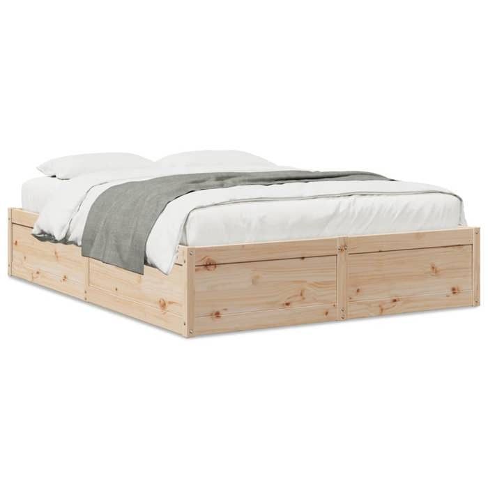 VidaXL Cadre de lit 140x190 cm bois de pin massif, meuble de chambre à coucher, sommier, lit en bois, lit, lit double, cadre 3282381
