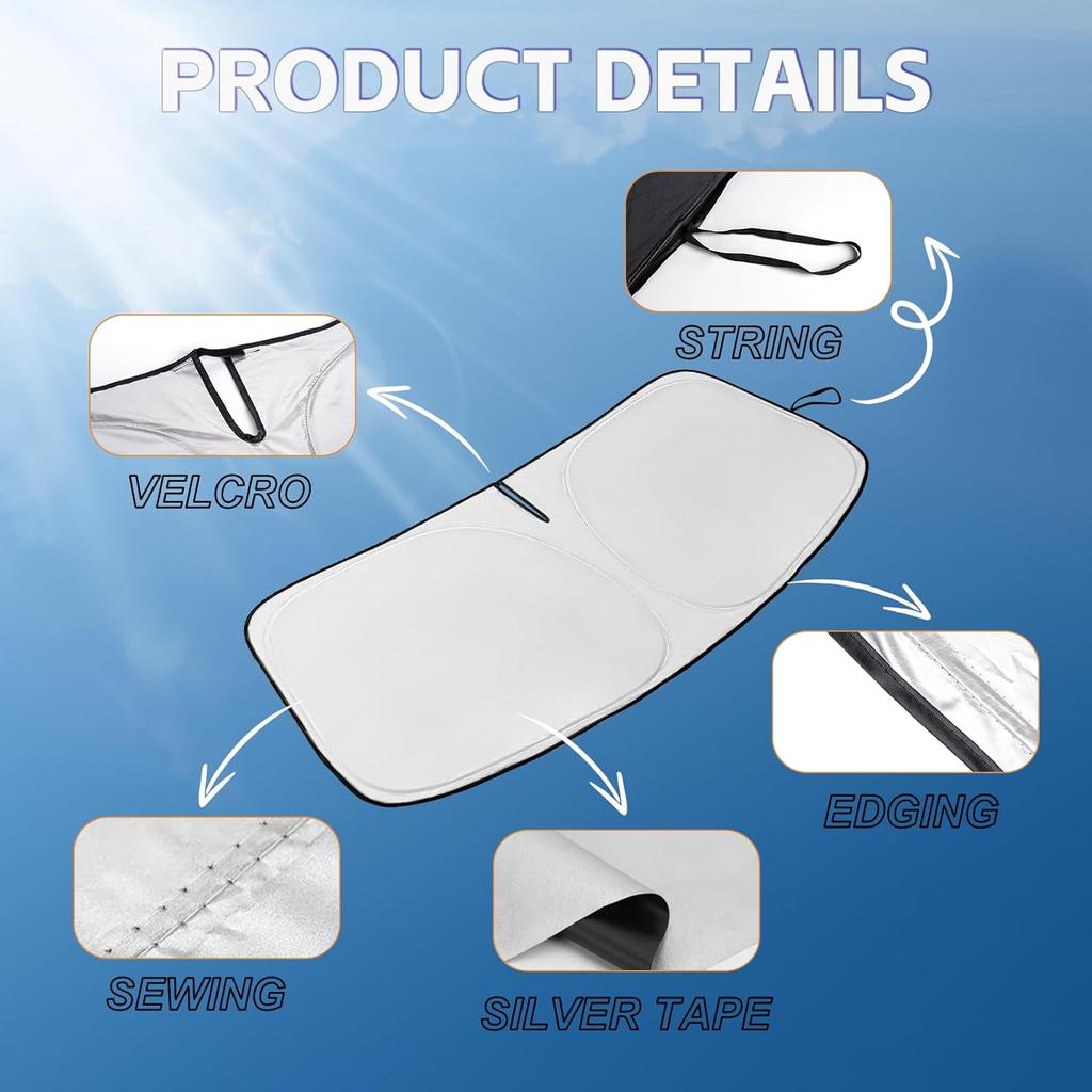 Αλεξίπτωτο παρμπρίζ Κατάλληλο για Toyota Highlander 2020-2024 Double Layer 240T Μπροστινό παράθυρο Sun Shade Custom Fit Sun Visor Πτυσσόμενο Sun Shade Block Uv