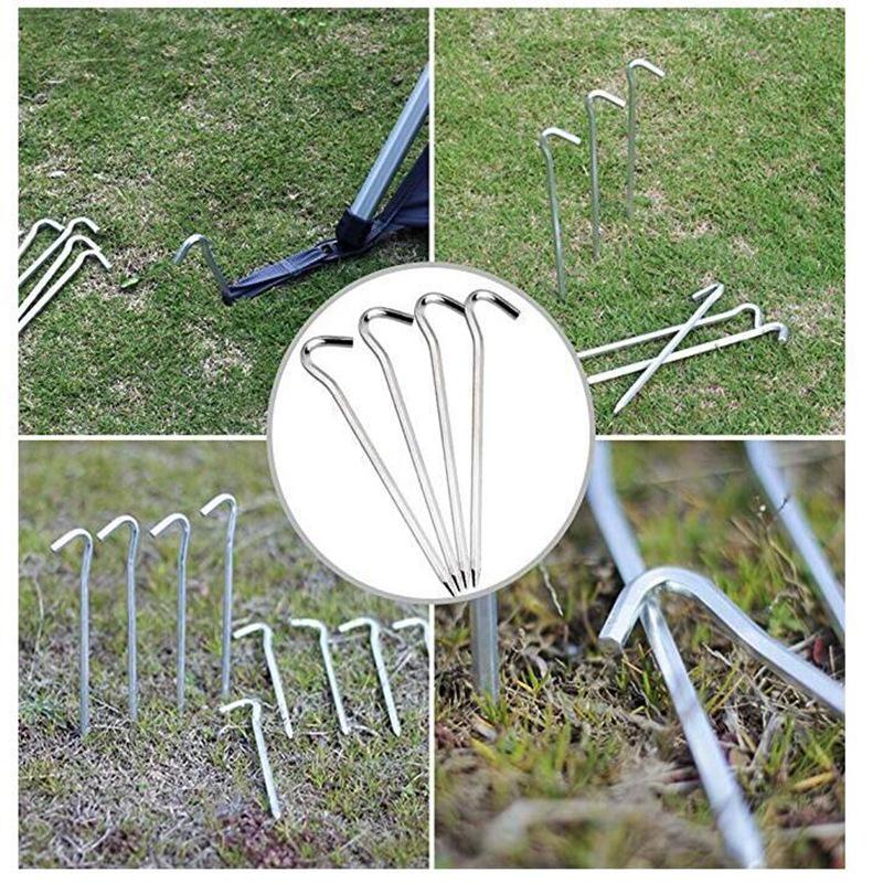 Outdoor Camping Tent Stakes: Semi-Circular Arc Iron Ground Nails for Grass