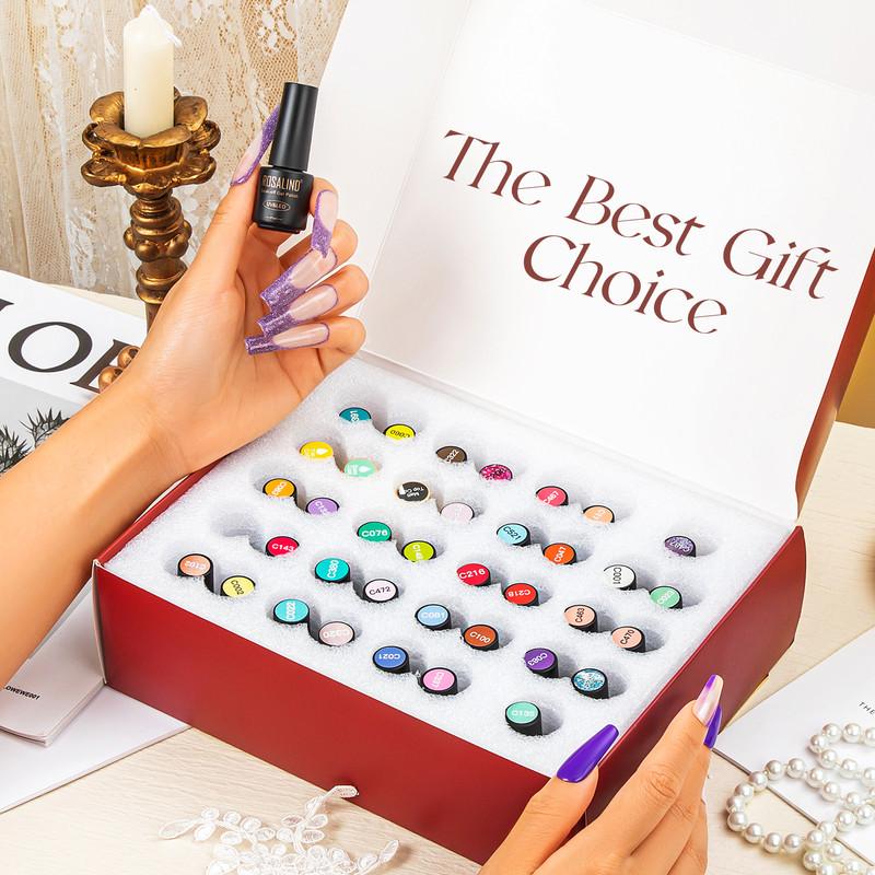 ROSALIND Kits de Unhas Conjunto de Esmaltes em Gel - 35 Cores com Base Top Coat Esmaltes Híbridos Semipermanentes Gel Vernizes Cura UV/Led