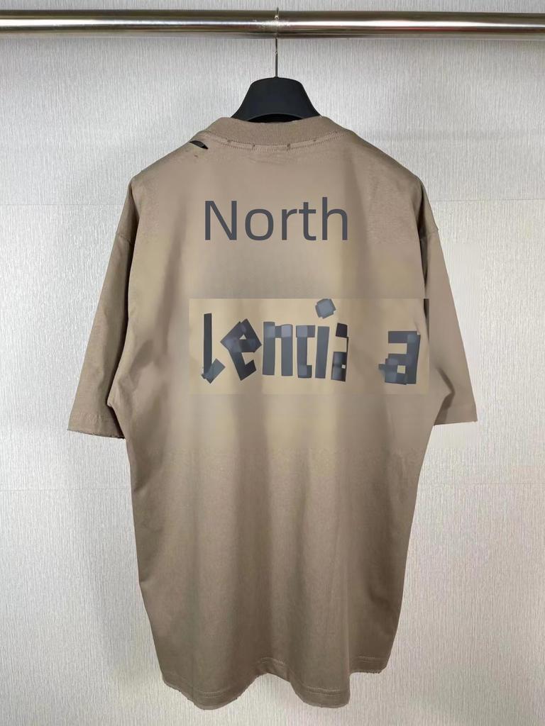 B Brand SS24 Vintage Paříž Logo Páska Prané Volné Tričko