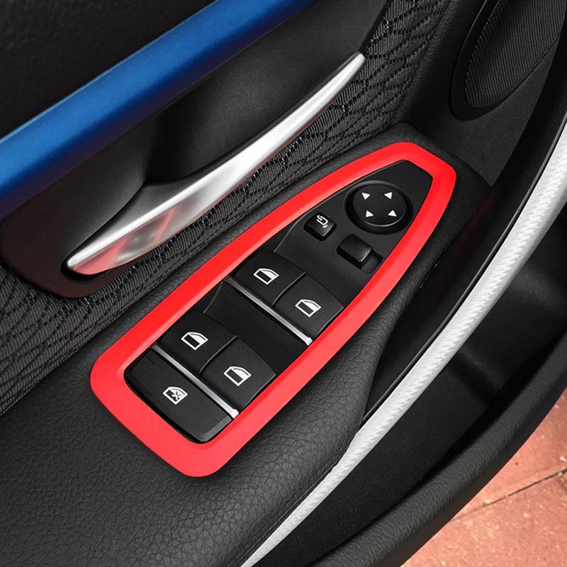 4Pcs For BMW F30 F35 3 Carbon Fiber Interior Door Window Lifter Control Switch Decor Armrest Panel Trim Car Styling Accessories
