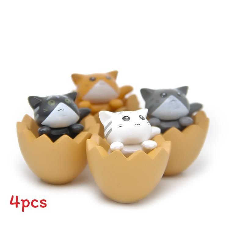 Egg Shell Chis Sweet Home Cat Figurine Pvc Miniature Decorative Desk Ornament For Gift And Collection