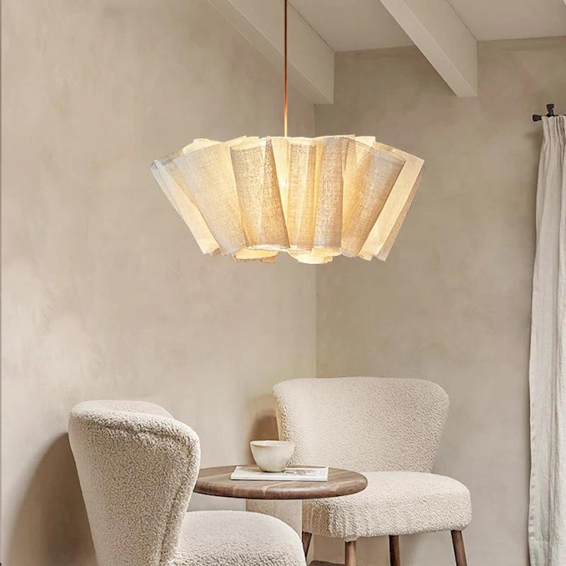 Vintage Fabric Chandelier Indoor Lighting Restaurant Loft Bedroom Bedside Pendant Lights Decoration Home Lustre Fixtures