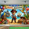 2D Flat Backdrop1pc Pirate Theme Beach Birthday Party Backdrop Banner Polyester Wall Decor For Living Room Bedroom Office Outdoor Decor