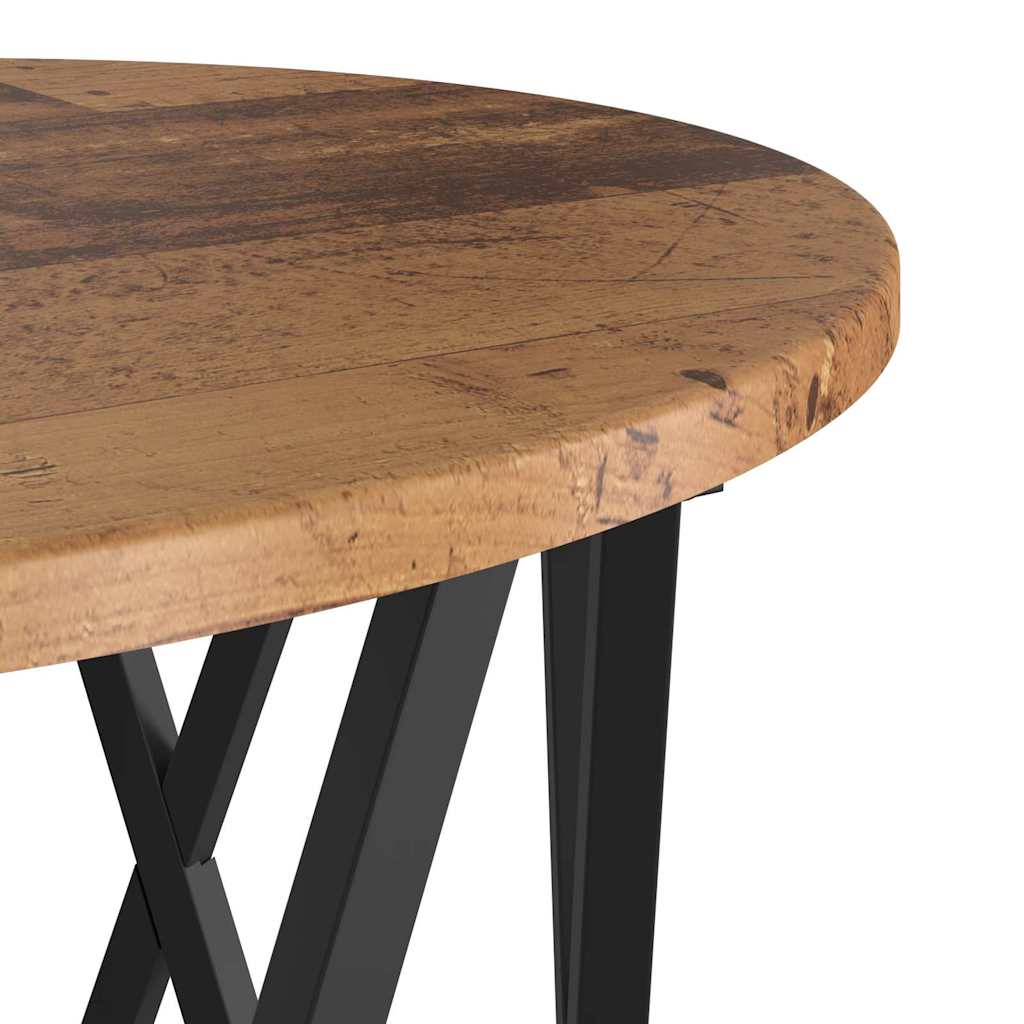 Side Table 2 Pcs Reclaimed Wood Engineered Wood and Steel