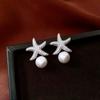 Crystal Korean Style Earrings Ocean Style Starfish Starfish Ear Studs  Women