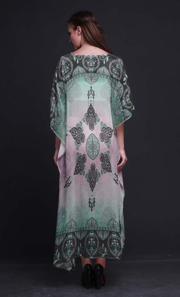 Phagun Floral Damask Ladies Plus Size Kaftan Summer Wear Beach Coverup Kimono