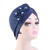 4Pcs Women Turban National Style Diamond Flower Beanie Elastic Head Wrap Cap Chemo Headwear Accessories