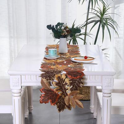 1 Pc Autumn Maple Leaf Embroidered Table Runner Fall Embroidered Maple Leaves Placemats for Home Dinner Autumn Decor
