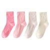 4 Pairs Kids Striped Mid Calf Socks Spring Autumn Versatile School Comfortable Cotton Childrens Hosiery