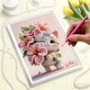 5D DIY Frameless Pearl Painting Flowers and Cats Pattern Painting Kit, Suitable for Home Living Room Bedroom and Other Wall Decoration Art Paintings