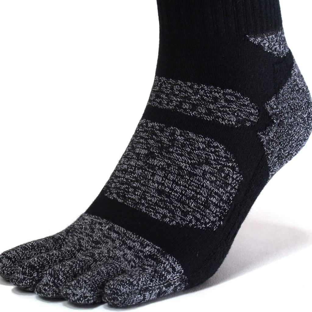 [Zehen] 5 Zehensocken Herren Baumwolle Sport Knöchellang Crewlänge Outdoor Trekking Herren 5er Set (Schwarz (5 Paare) - 95BK, 25.0-27.5 cm)