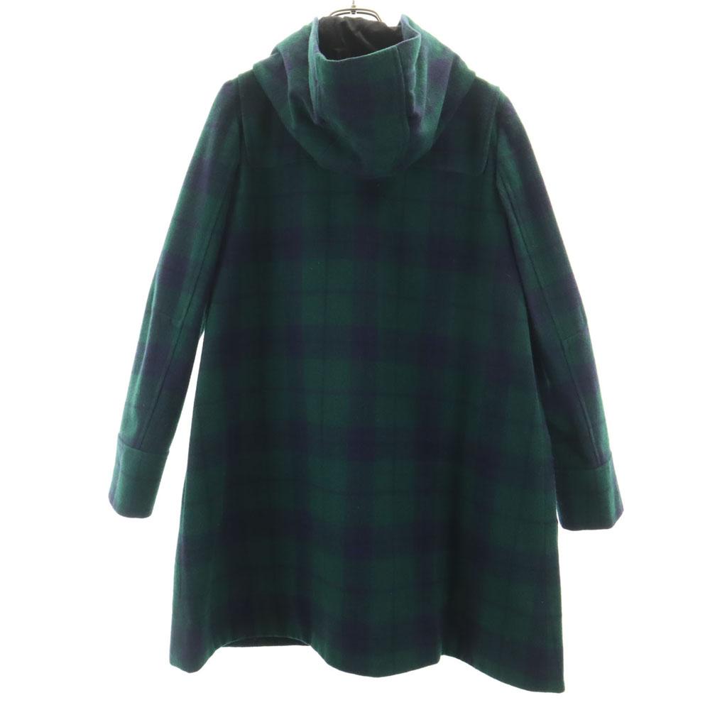 SEE BY CHLOE Wool Blend Check Pattern Duffel Coat USA2 Green System Women Used