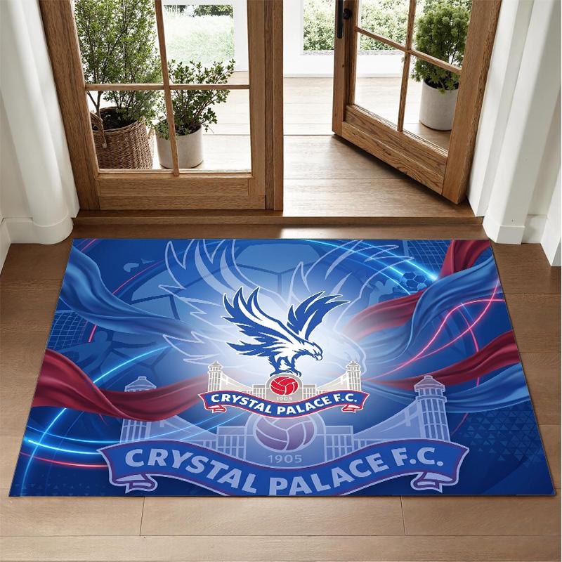 Crystal Palace Football Design Crystal Velvet Rug Soft Decorative Mat for Bedroom Entrance