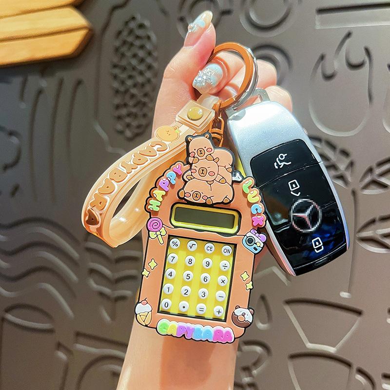 2025 New Capibala Calculator Keychain Cute Cartoon Capybara Keychain Student Backpack Pendant School Season Small Gift