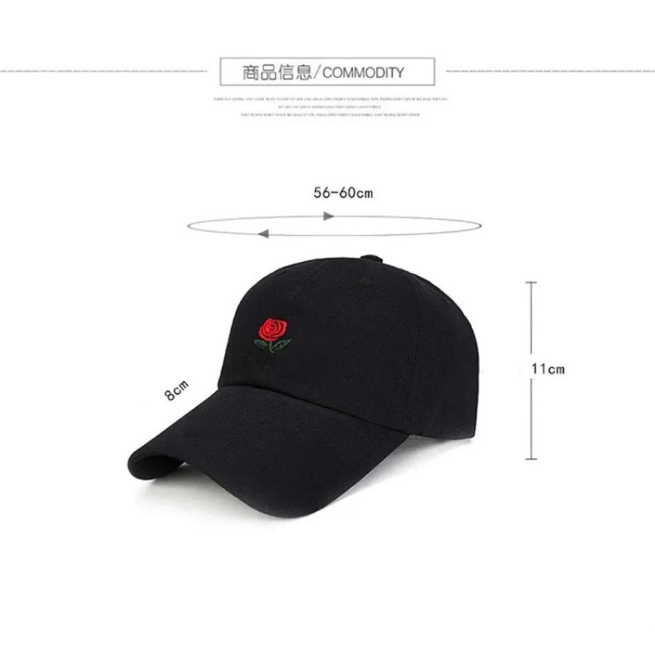 1 Pcs Unisex Rose Embroidery Baseball Cap for Men Women Flower Cap Rapper Street Hip Hats Outdoor Sports Female Hat
