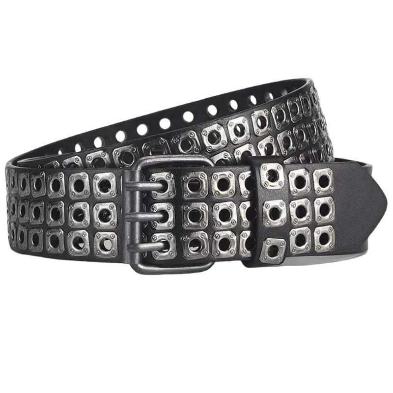 1PC Alloy Pin Buckle Punk Style Rivet Belt Jeans Belt All-match Unisex Gothic Waist Strap Belt Accessories Plus Size