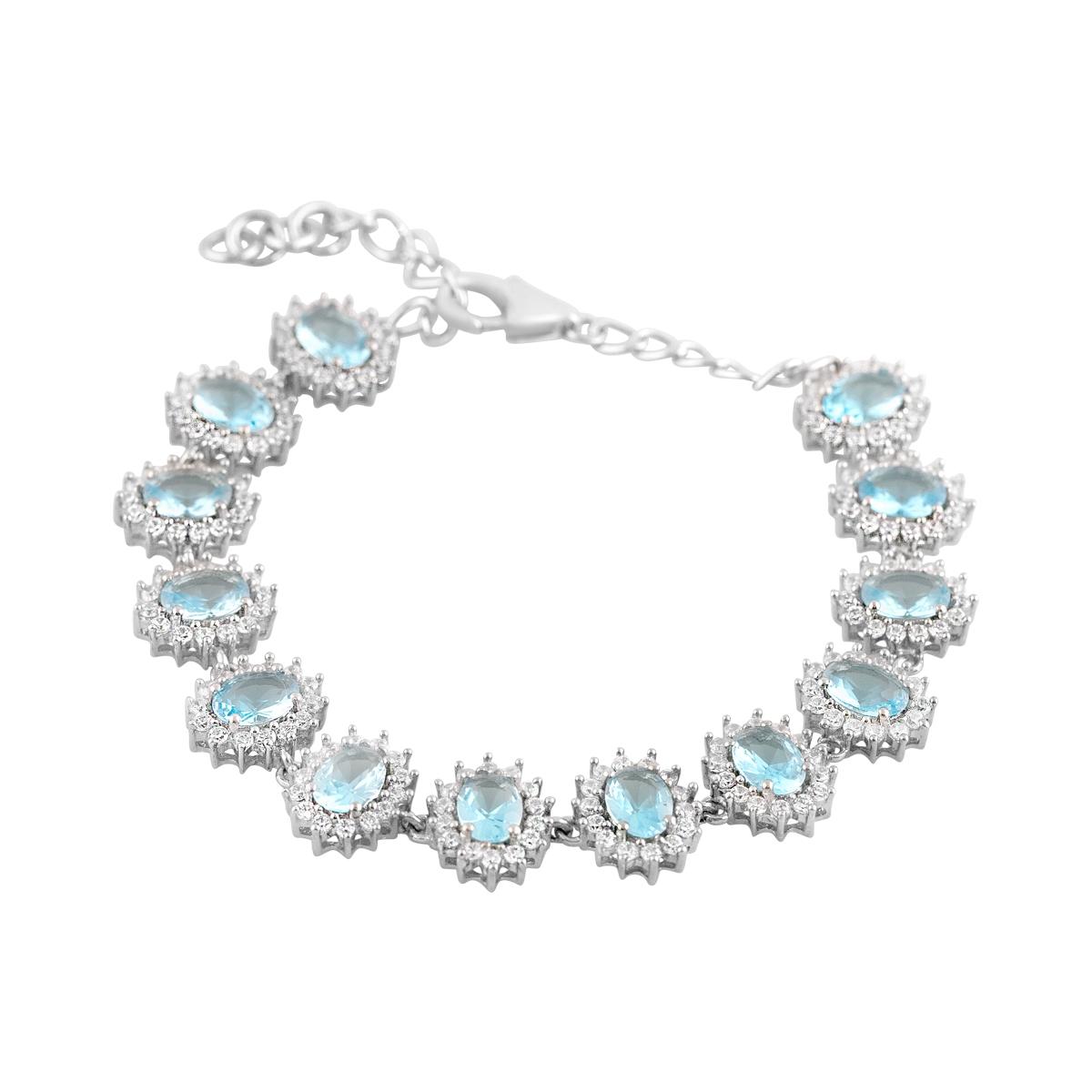 

Срібний браслет з топазом (2121312) 18-21cm небо синє світло кольору