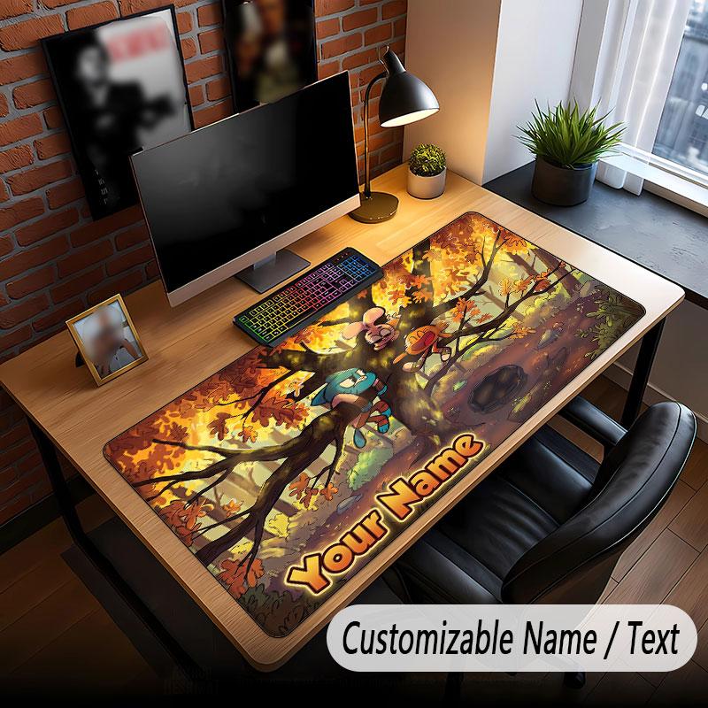 Benutzerdefinierter Name Text Großes Mauspadd, Erstaunliche Welt von Gumball Weiche Rutschfeste Erweiterte Schreibtischmatte Für Home Office