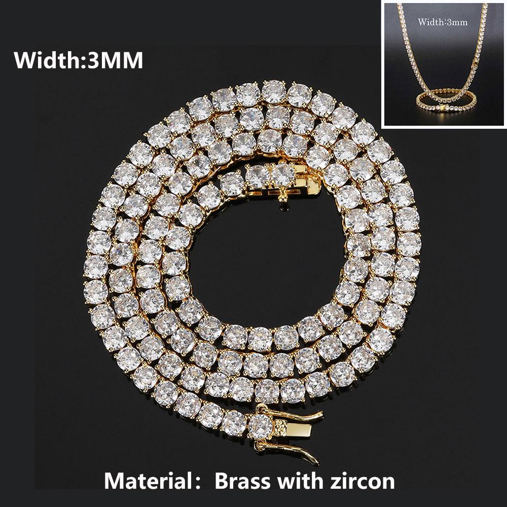 ICEBLING 3/4/5/6MM Round Cut CZ Stone Tennis Necklace Iced Out Single Row Cubic Zirconia Necklace for Men Women Hip Hop Jewelry