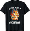 Just A Boy Who Loves Dragons Cute Colorful Dragon Graphic T-Shirt