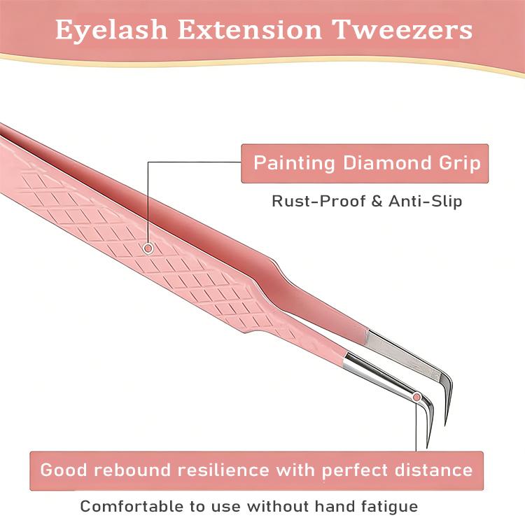Stainless Steel Tweezers Private Label OEM Customized Disinfectable Durable Eyelash & Eyebrow Tweezers
