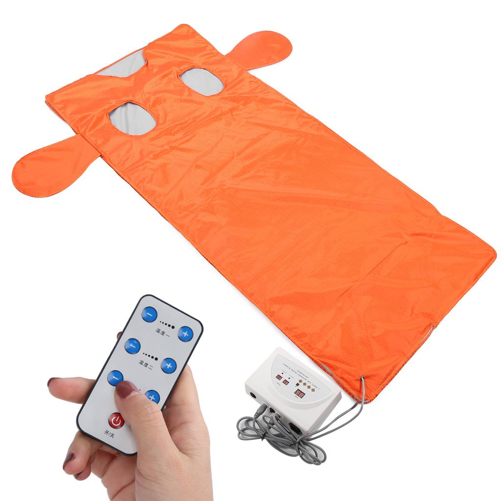 Far Infrared Heating Sauna Blanket Body Steaming Fitness Blanket for Home Salon (Orange) AU Plug