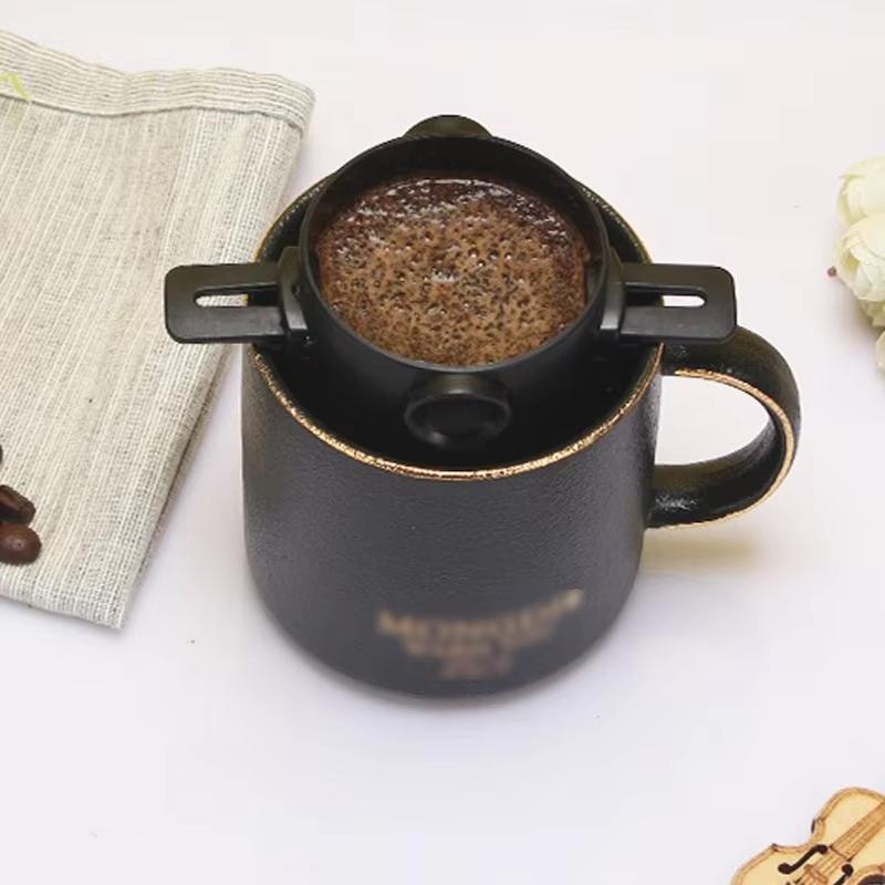 Little Angel Portable Coffee Filter Cup Foldable Hand Brew Reusable Teapot Stand Double-Layer 304 Stainless Steel Coffee Filter
