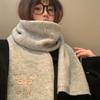 2025 Winter  College Style Imitation Cashmere Scarf Solid Color  Embroidered Bow Couple Scarf