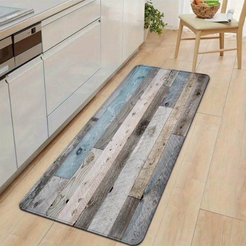 Moderne Blauw Grijze Houtnerf Keuken Vloermat, Antislip Lange Runner Kleed voor Hal Entree, Makkelijk Schoon te Maken Scandinavisch Woondecor 50x150CM gray