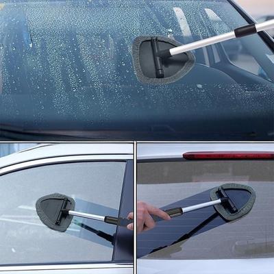 Detachable Handle Windshield Cleaning Tool Reusable Microfiber Pads Extendable Window Cleaner Washable Telescopic