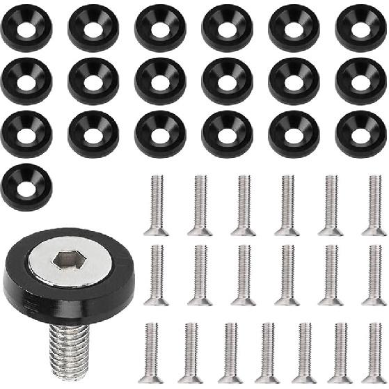 Aluminum Bumper Fenders Washer Stainless Steel Bolts, M6 Engine Bay Dress Up Fastener Kit, Car Body Decoration Replacement Screws for Headlights,
