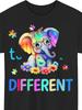 Men's Autism Awareness T-Shirt -  It's Okay To Be Different  Puzzle Piece & Rainbow Design with Cute Elephant, Soft Casu